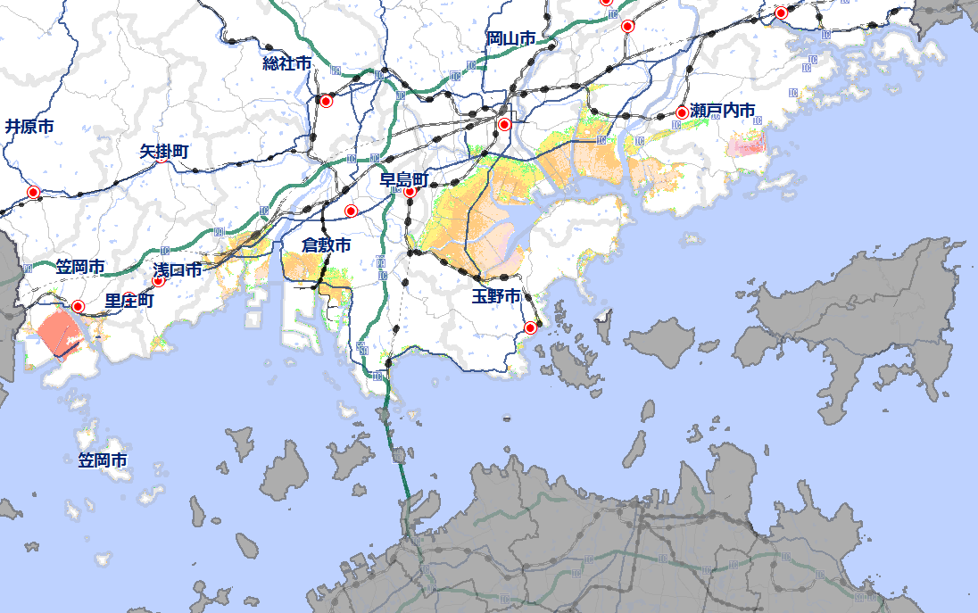 津波浸水想定区域のイラストマップ